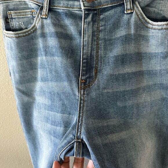 Judy Blue High Rise Trouser Flare Jeans Medium Stone Wash Stretch Size 11 / 30 - Picture 5 of 8